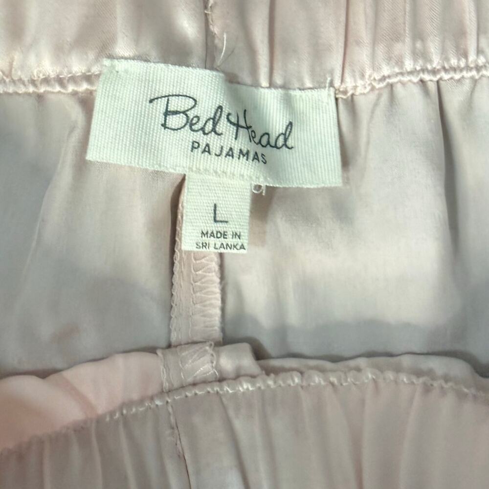 BedHead Baby Pink 100% Silk Matching PJ Luxury Pajama Set Tank Pants size L - Picture 3 of 16